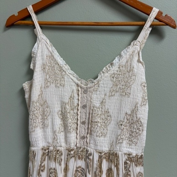 ME 2 Magic Maxi Dress Size L Fairy Boho Crochet Gold Cottage Festival Tiered - Picture 3 of 14